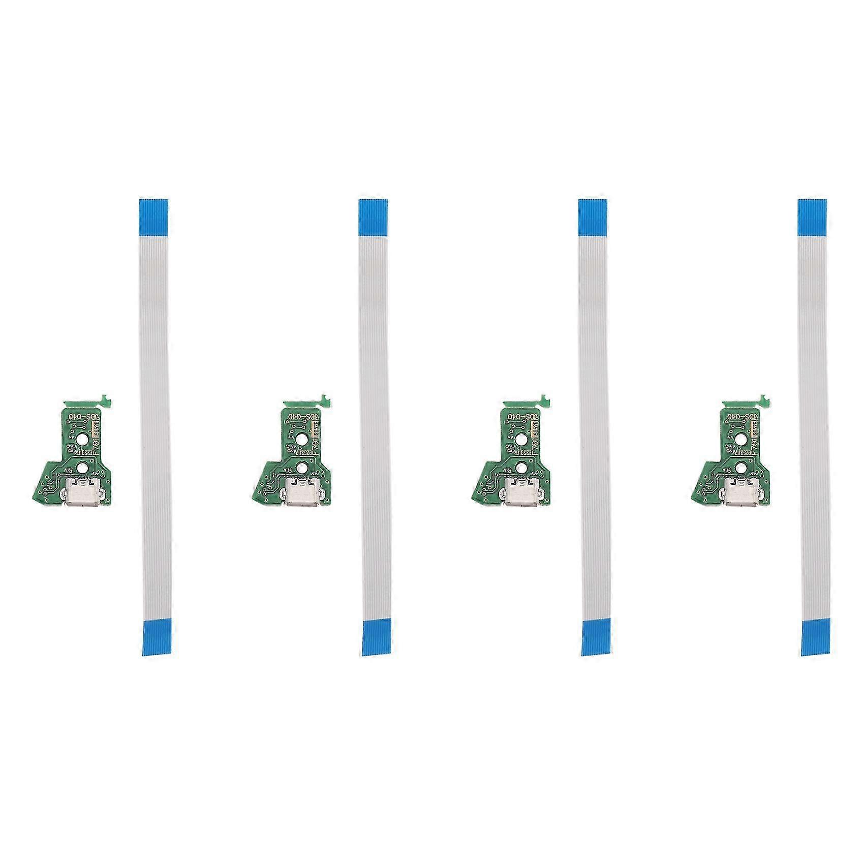 4X compatible with PS4 Controller Micro-USB Charging Socket Circuit Board JDS-040 12-Pin Cable Port
