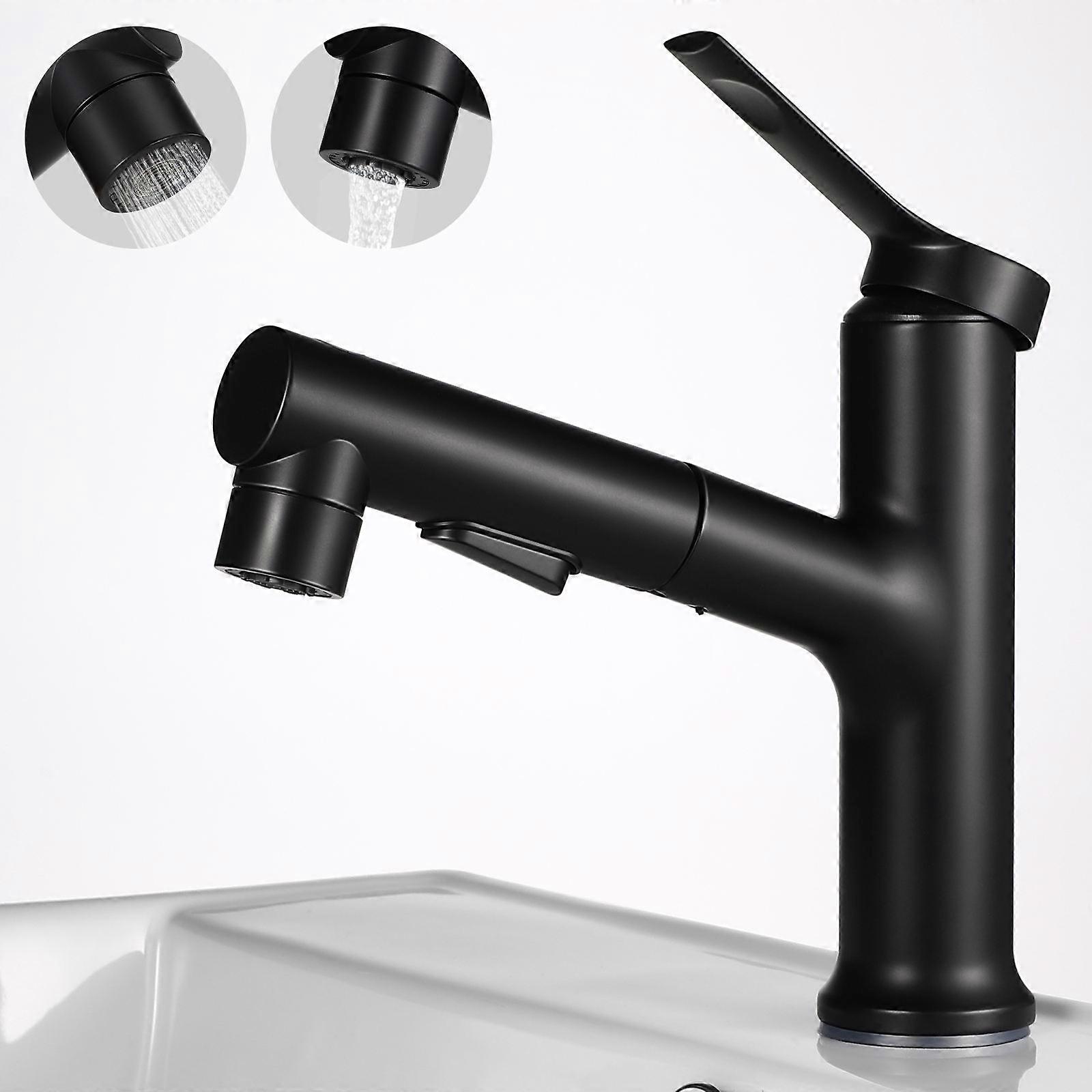 Single Handle Kitchen Sink Mixer Tap for Pull-Down Cleaning Black