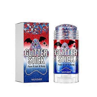 Halloween Sparkling Multi-Use Glitter Stick, Smooth Easy Glide Long Lasting Shimmer, Portable Face Hair Body Party Stage Makeup Stick