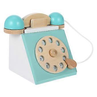 Vintage Style Wooden Telephone Toy for Kids Interactive Play