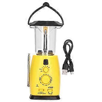 LED Camping Lantern Solar Hand Crank Battery Charging Adjustable Brightness 8 LEDs Support FM AM Function LED Lantern