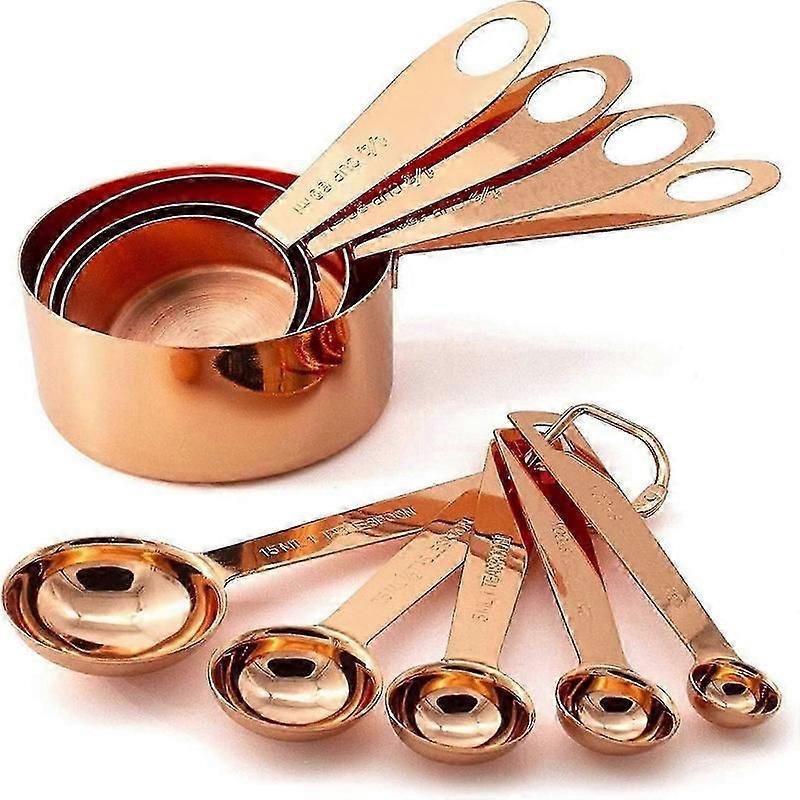 Engraved measuring cups and spoons set 9-piece stainless steel kitchen
