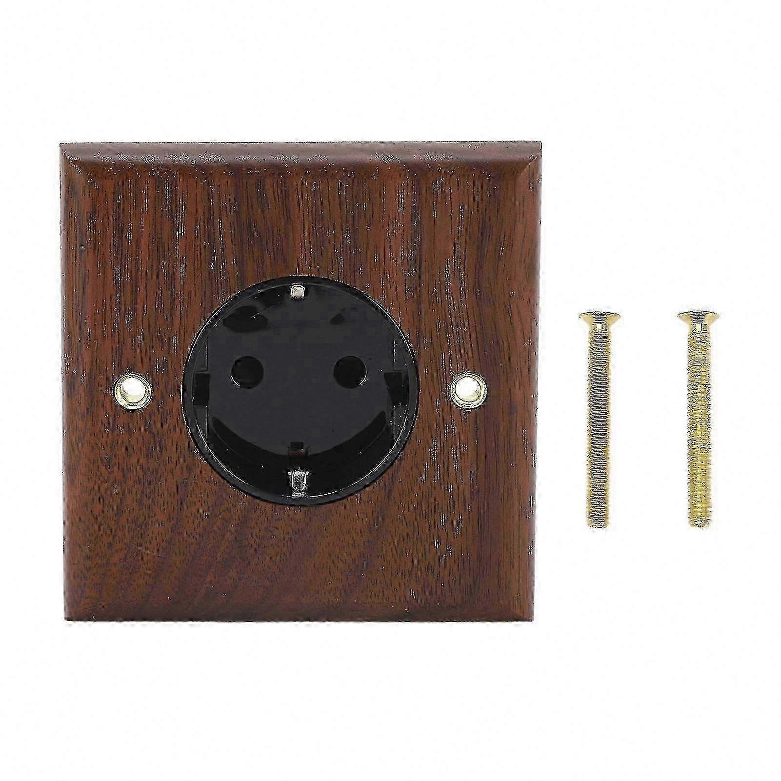 Black Walnut Retro Wall Outlet 16A Power Switch Socket Board