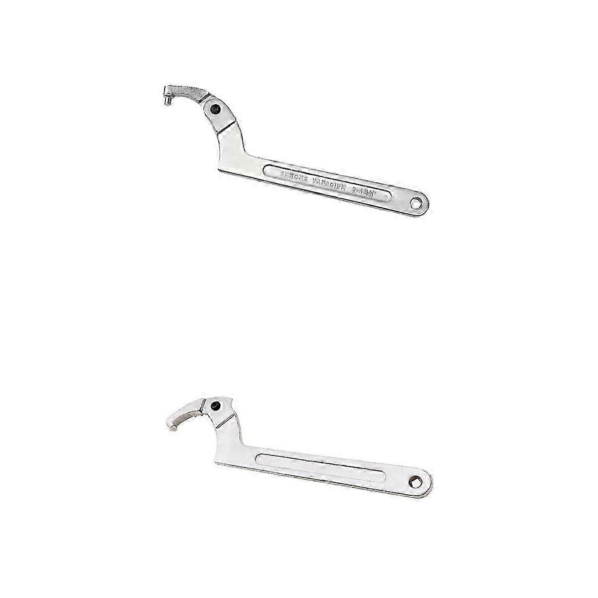 2x Vanadium Adjustable Square/ Round Head Hook Wrench C Spanner Tool
