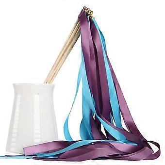 10Pcs Party Streamer Wands with Colorful Ribbons and Mini Bells, Wooden Handle, 11.8-Inch, compatible with Celebrations