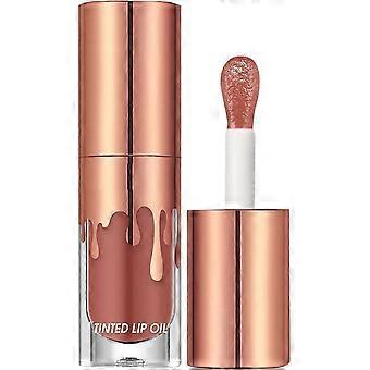 Óleo labial colorido, óleo labial de preenchimento com cor luxuosa de alto brilho, cabeça de escova grande e hidratação de longa duração para suavidade, torna os lábios mais cheios