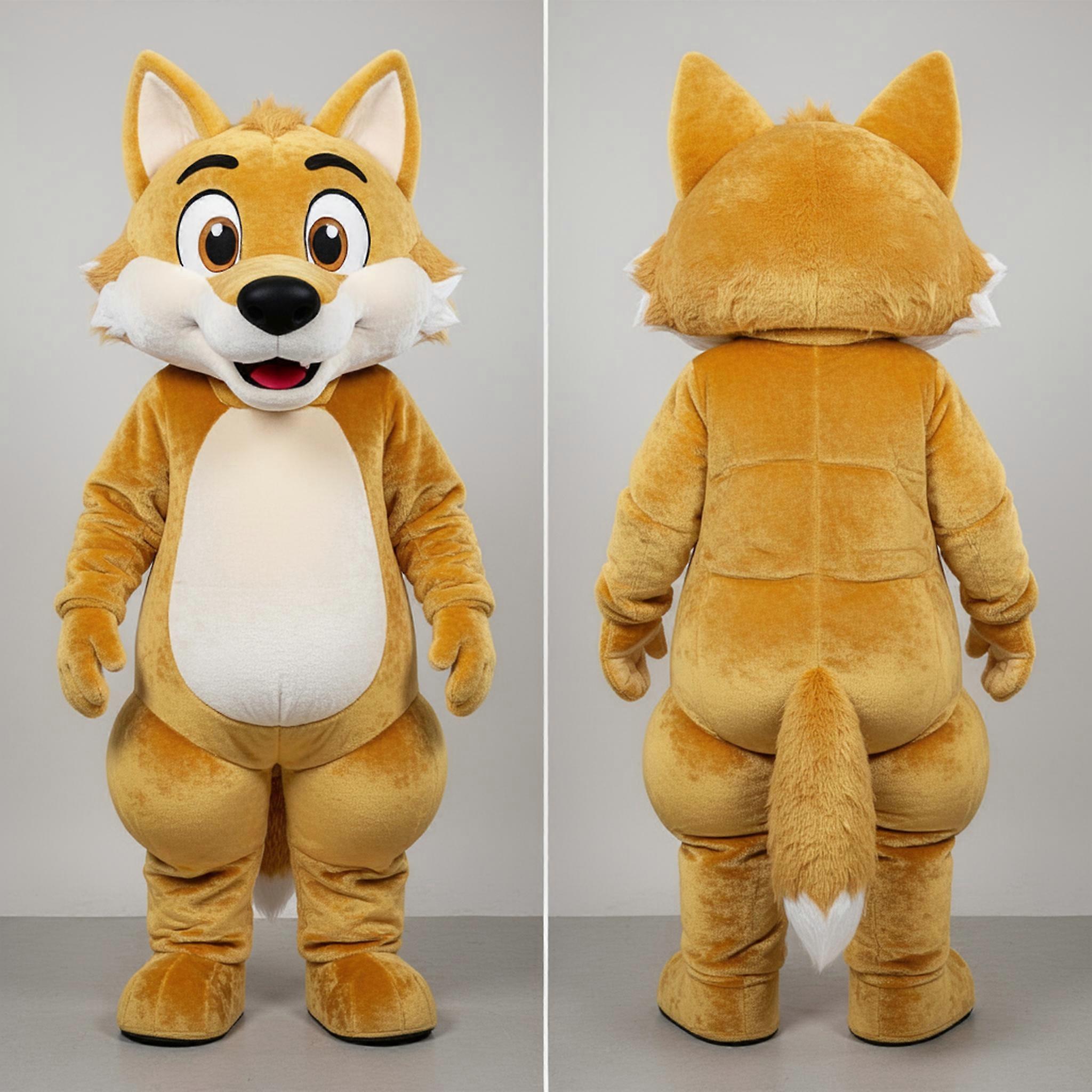 MASTICOT Velvety Gold Broad Shouldered Wolf Mascot