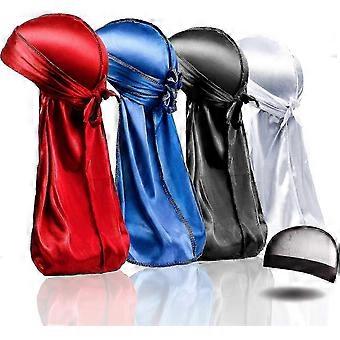 Silky Satin Durags 4pcs + 1 Wave Cap Extra Long Tails for Men Women Waves