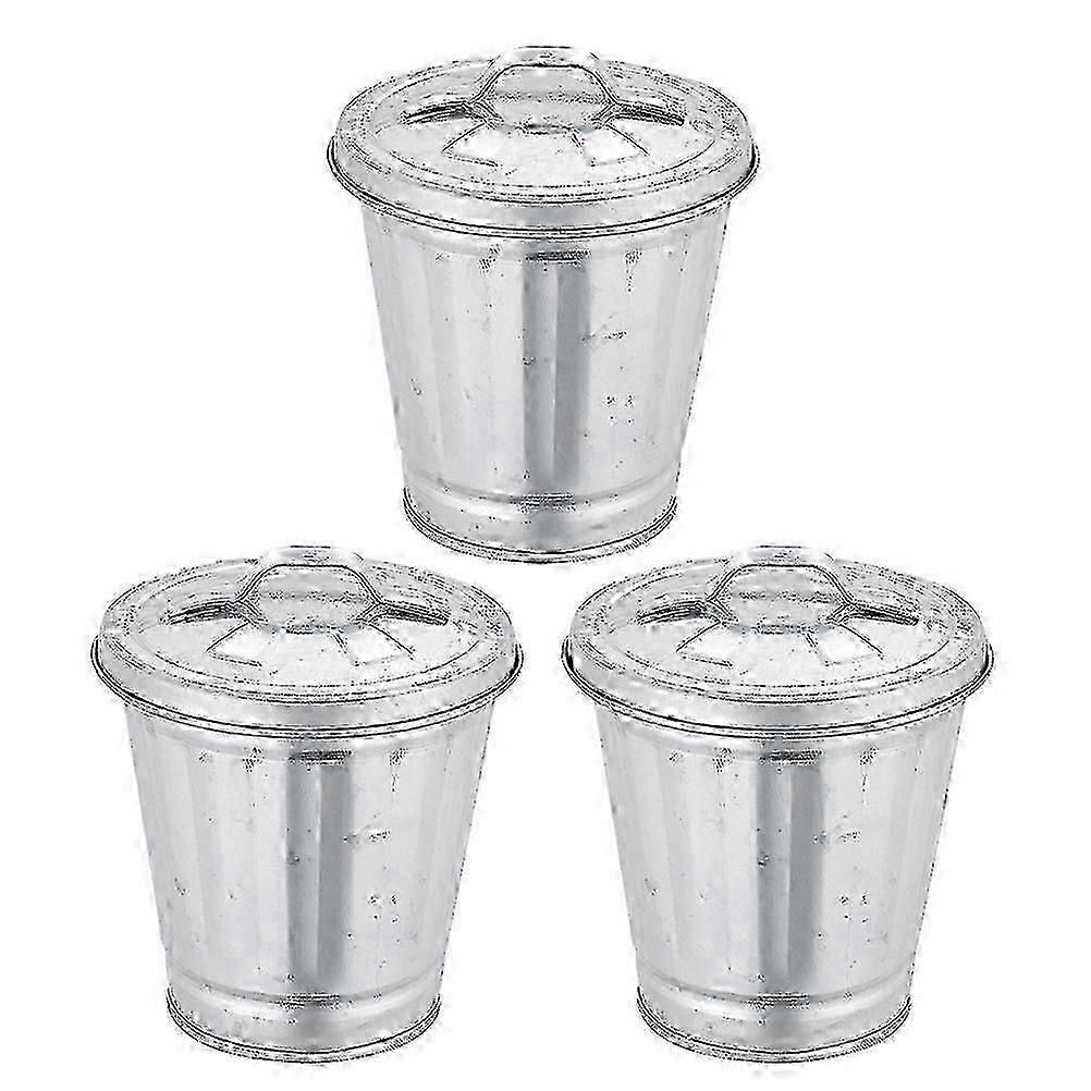 Mini Metal Waste Containers, Efficient Trash Cans with Covers for Small Areas