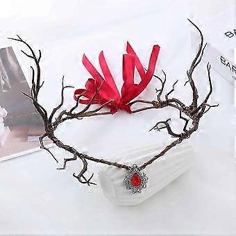 Waldgeweih Krone Wald Elfen Krone Fee Stirnband Circlet für Frauen Mädchen Renaissance Halloween, Weihnachten, Geburtstag Cosplay Hochzeitszubehör
