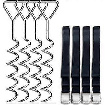 Trampoline Stakes Heavy Duty Trampoline Parts Corkscrew Shape Steel Stakes Anchor Kit With T Hook For Trampolines - xinxx-GHUL