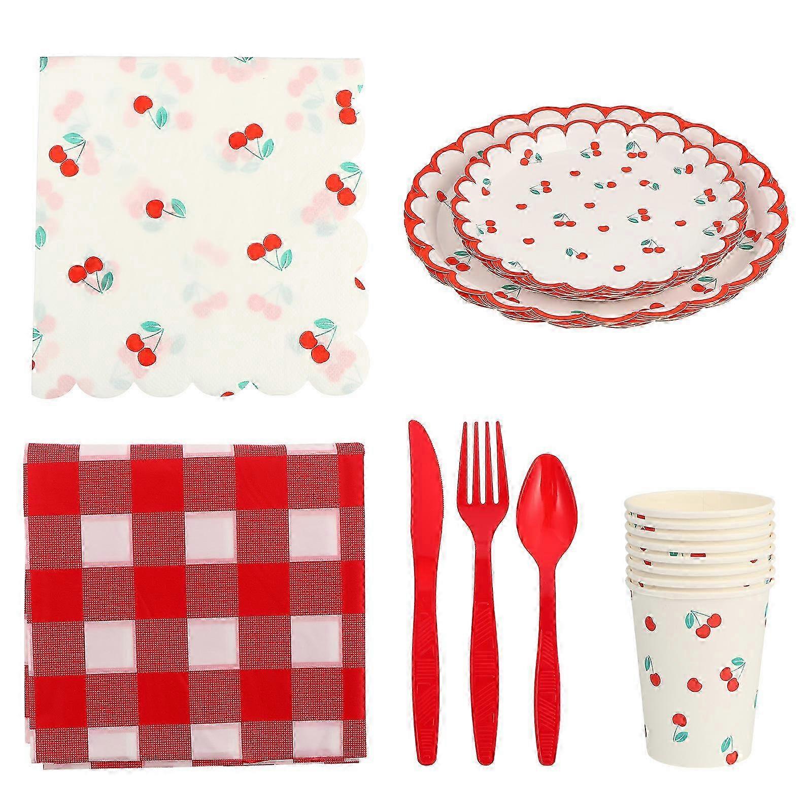 1 Set Party Disposable Dinnerware Fruit Design Tableware Paper Tableware