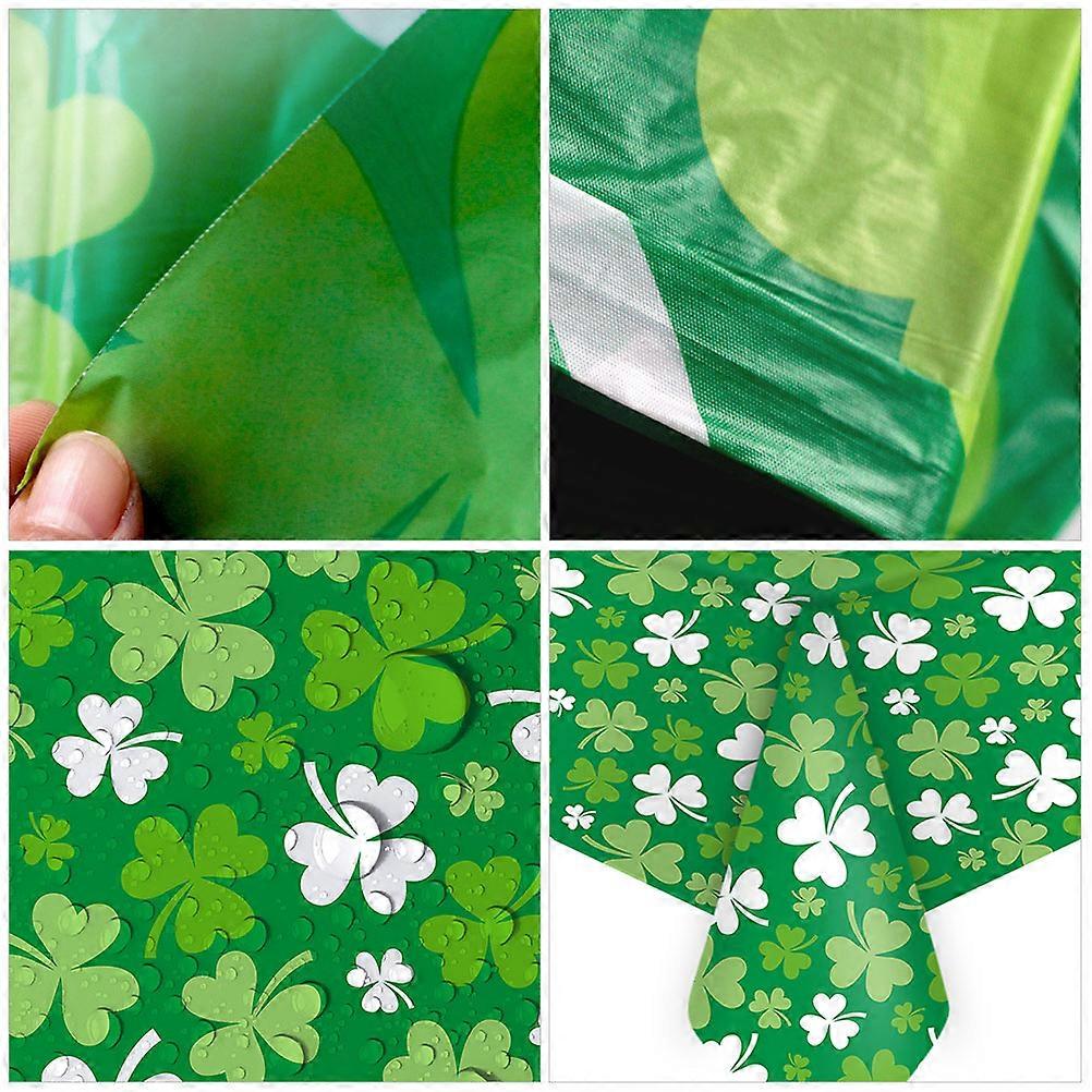 St Patrick's Day Tablecloth Decorative Clover Shamrock Pattern for 2Pcs