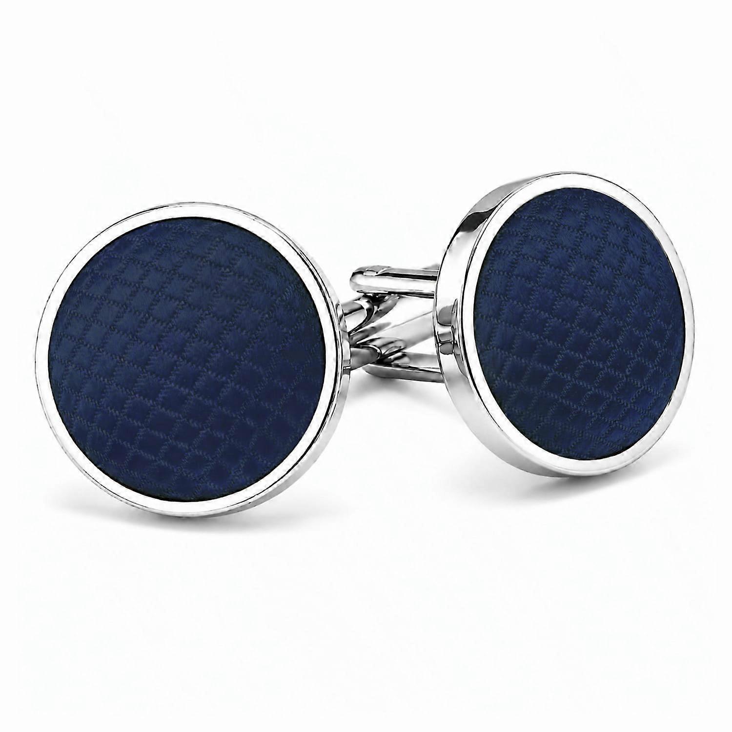 Navy Blue Solid Check Cufflinks