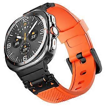 Band 47mm Orange Black Fluororubber Strap, Sporty Contrast Design, Quick Install for Galaxy Watch 7 Ultra