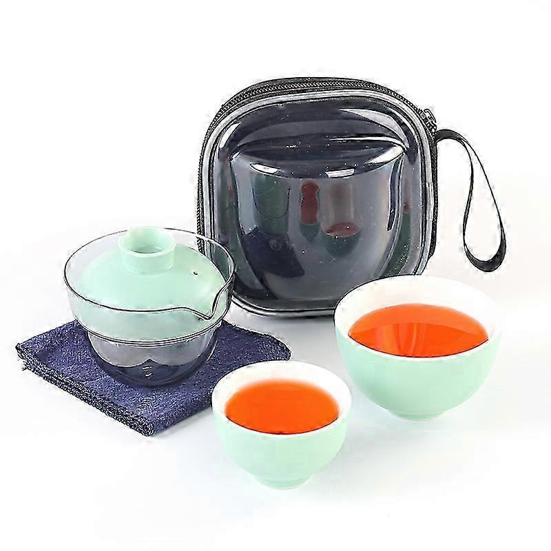 Ceramic 2-Cup Gaiwan Tea Set With Carry Bag