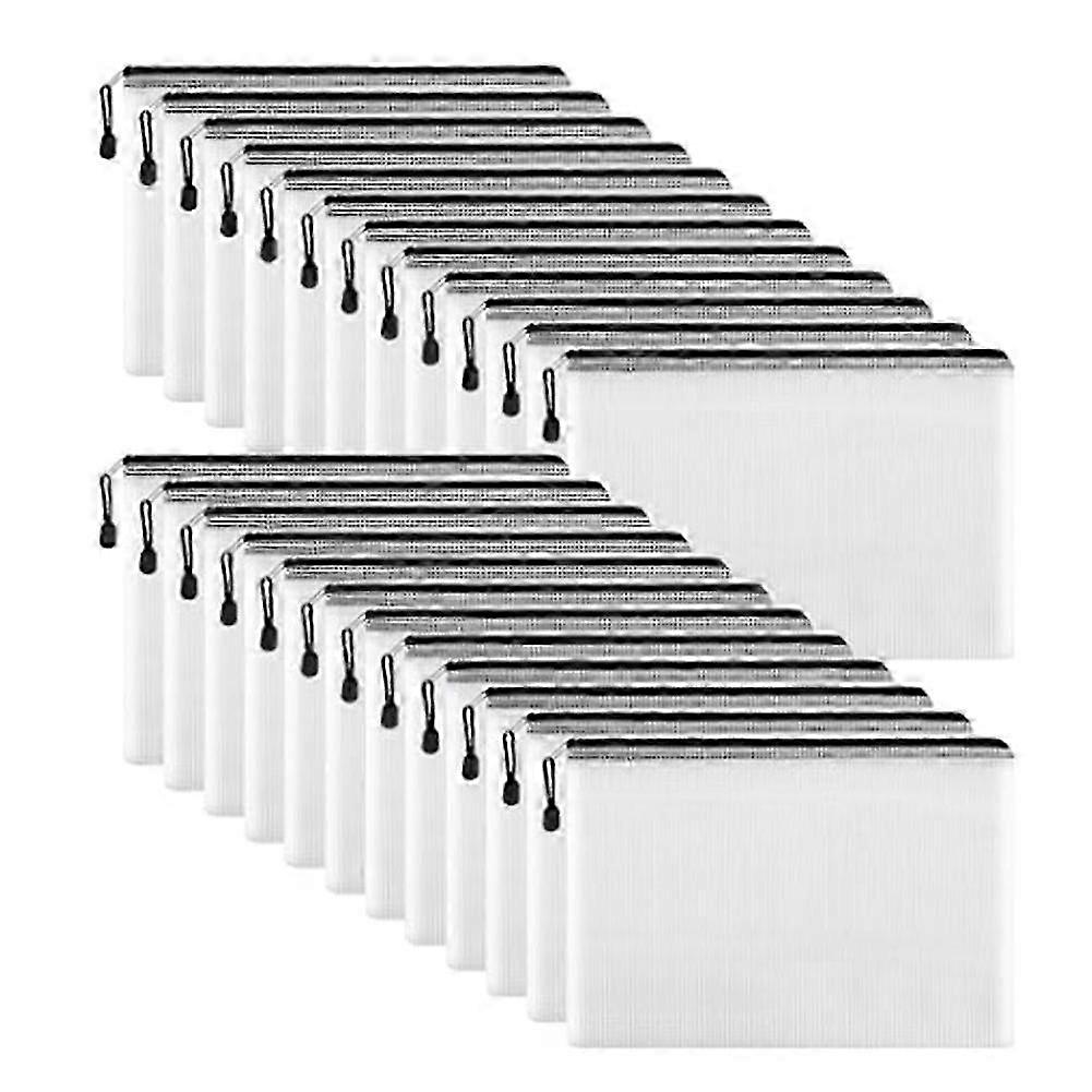 24pk Black PVC Mesh Zip Pouches