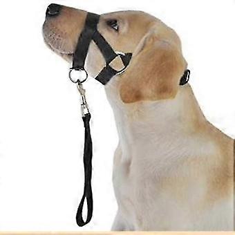 Halsband für Hunde, das Ziehen reduziert, mit gepolstertem Nasenband, verstellbarem Verschluss, Sicherheitsring und Nylonmaterial.