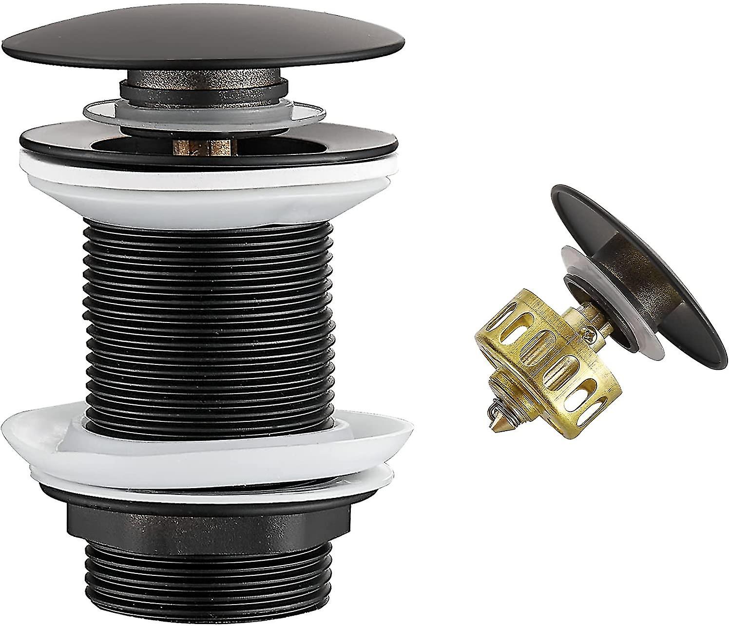 Pxcl Black Pop Up Sink Drain Without Overflow, Drain Plug With Strainer Basket,brass Bathroom Sink Waste Plug, 1pcs