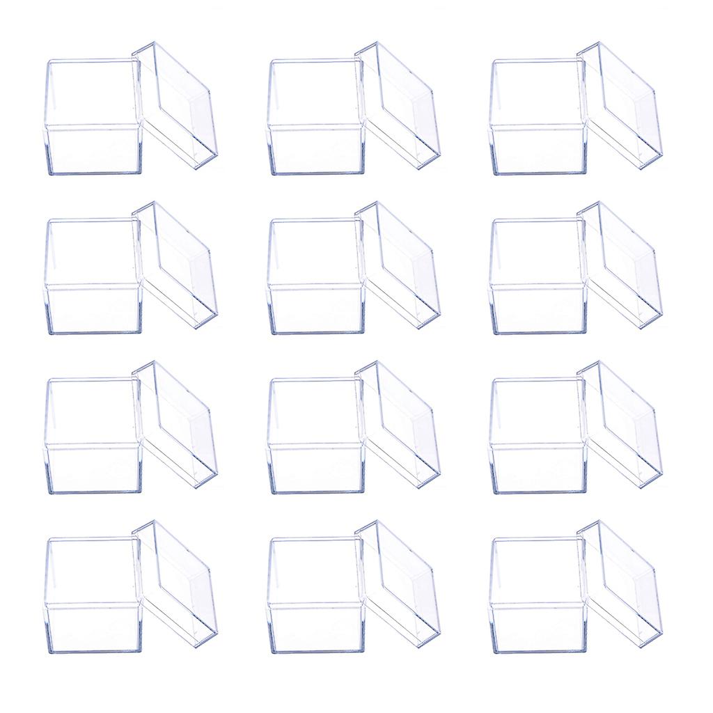 12pcs Clear Acrylic Square Cube Candy Box Treat Gift Boxes Container For Wedding