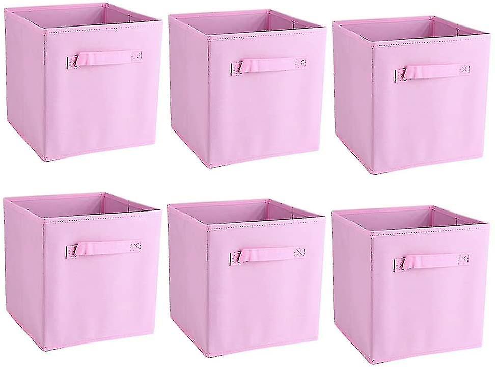 6 Pack Collapsible Cube Shaped Storage Boxes - Convenient Desktop Storage Box