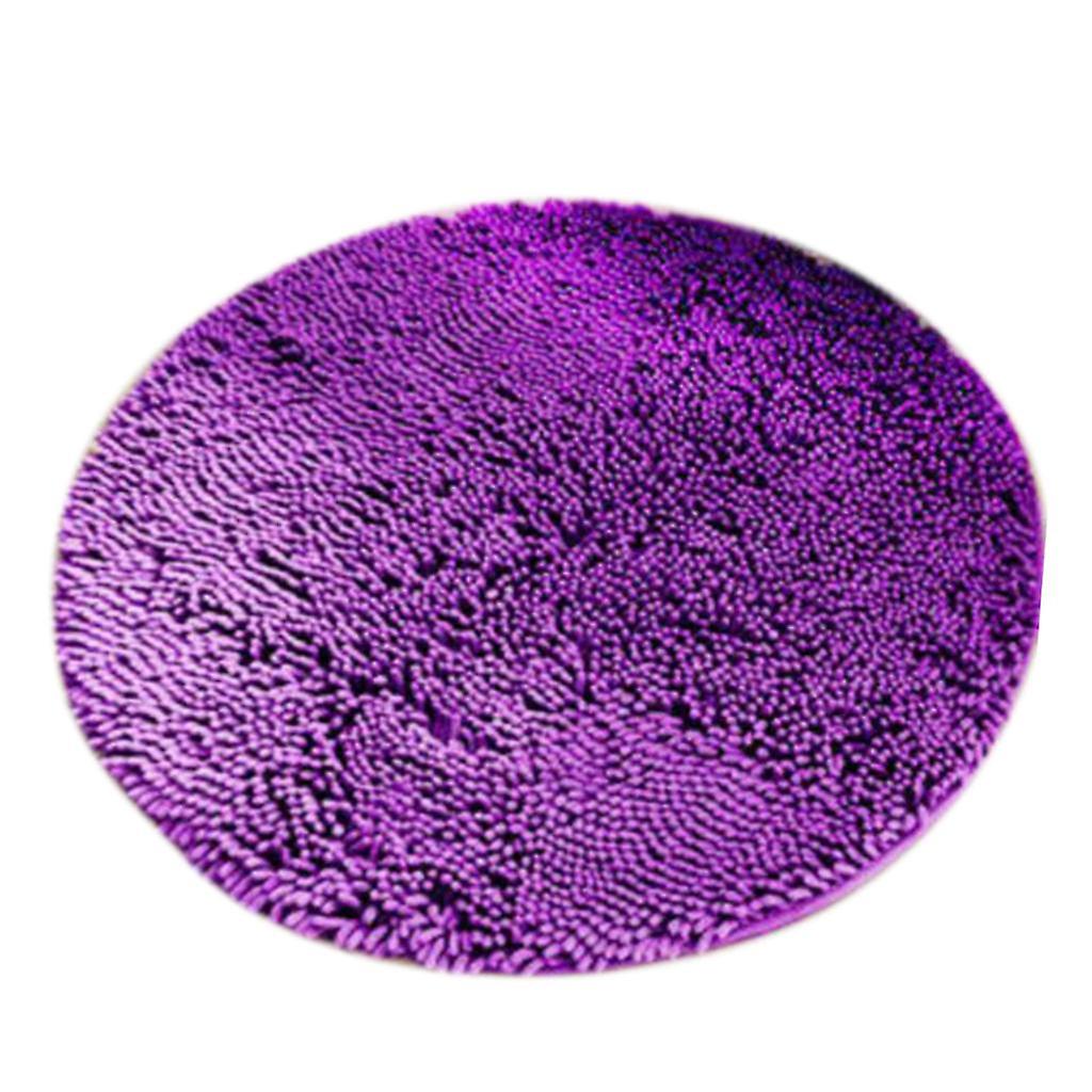 Runde, rutschfeste Mikrofaser Shaggy Badezimmermatte Saugfähiger Teppich Ø 80cm Weiß