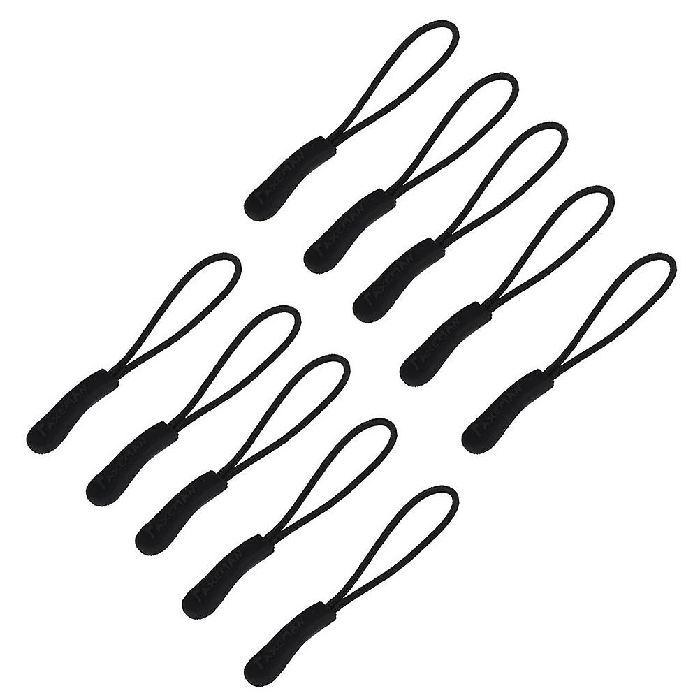 10pcs Zip Tags Cord Pulls Zipper Extension Zip Slider Replacement (Black)