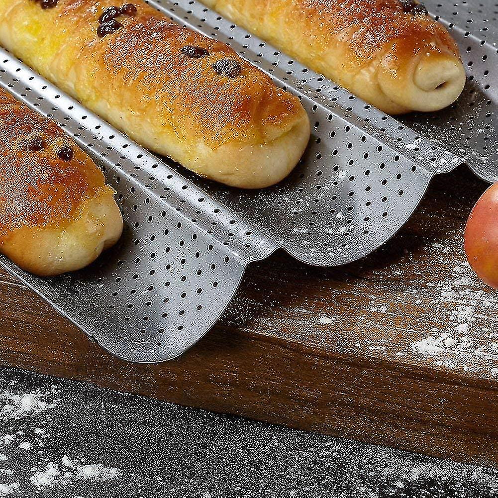 Hotec Baguette Baking Mould For 3 Baguettes With Non-Stick Coating