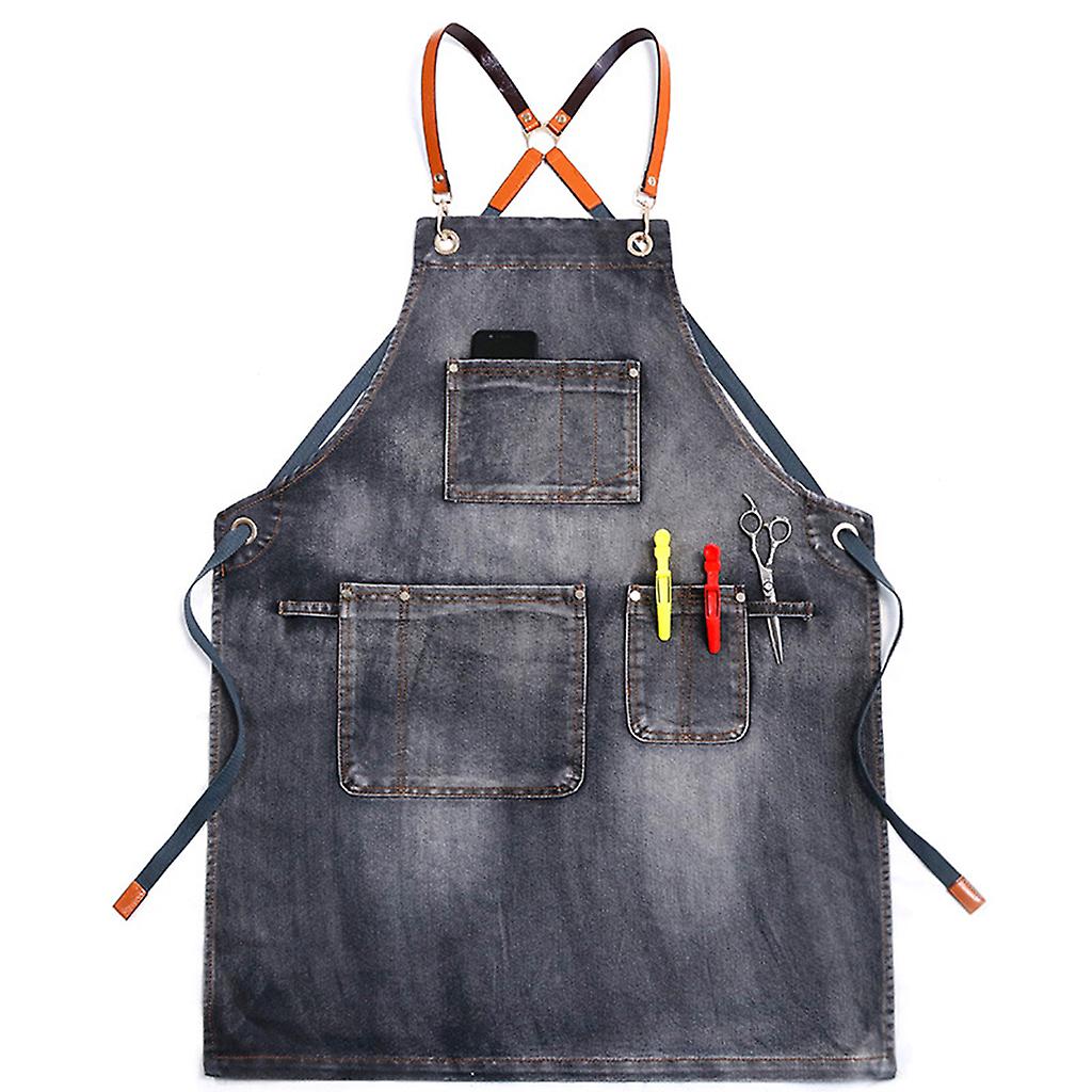 Chef Apron Adjustable Barista Apron with Pockets Kitchen Cooking Baking Aprons