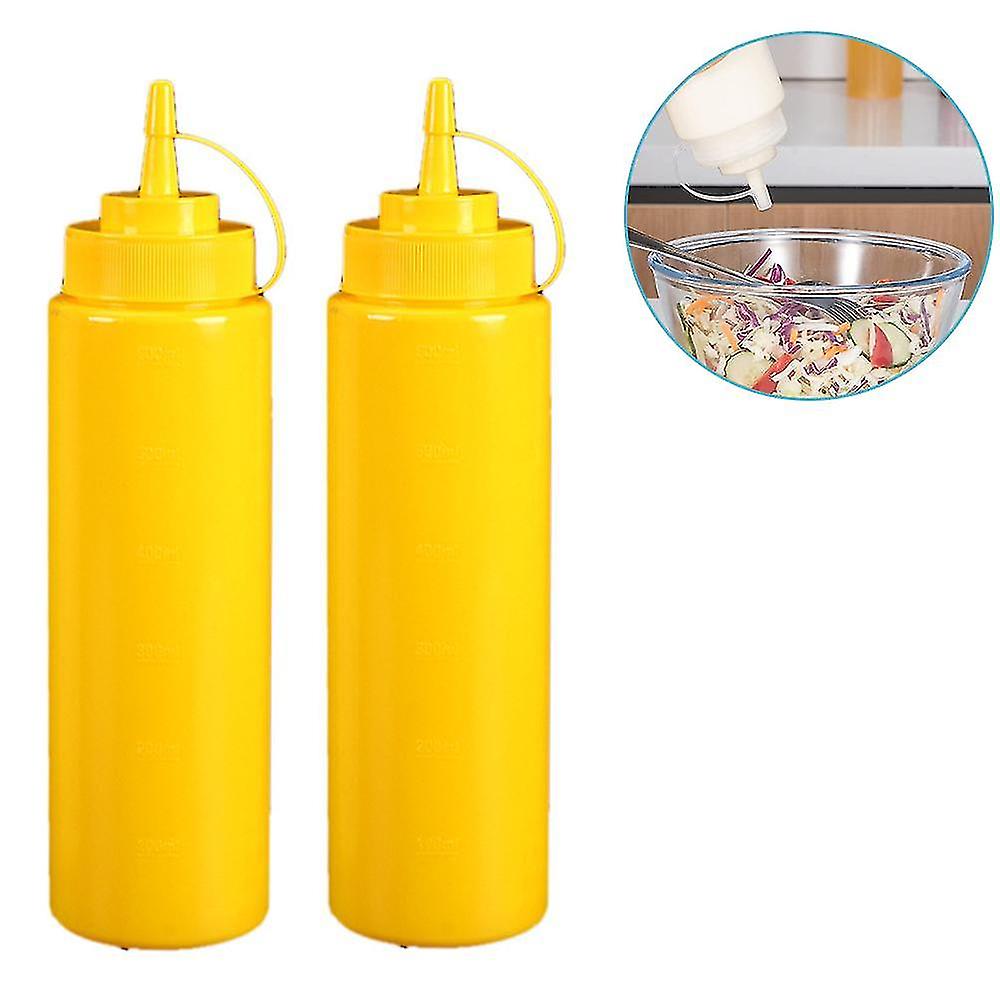 Set senza perdite di 2 dispenser di cibo trasparente durevole Spremere Squirt Bottiglia Accessorio piastra con tappo per salse, olio, condimenti