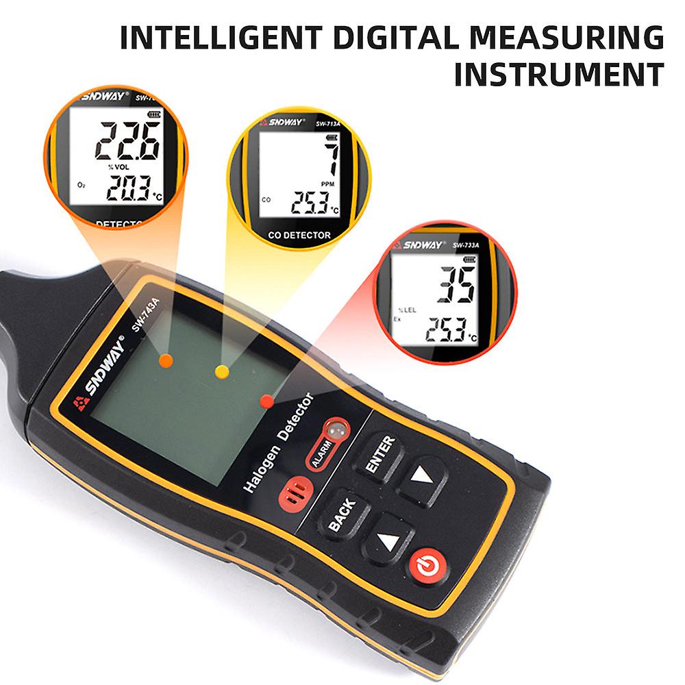 Halogen Detector Air Conditioning Refrigeration System Detect Tool Co Detector Combustible Gas Teste Sound Light Vibration Alarm