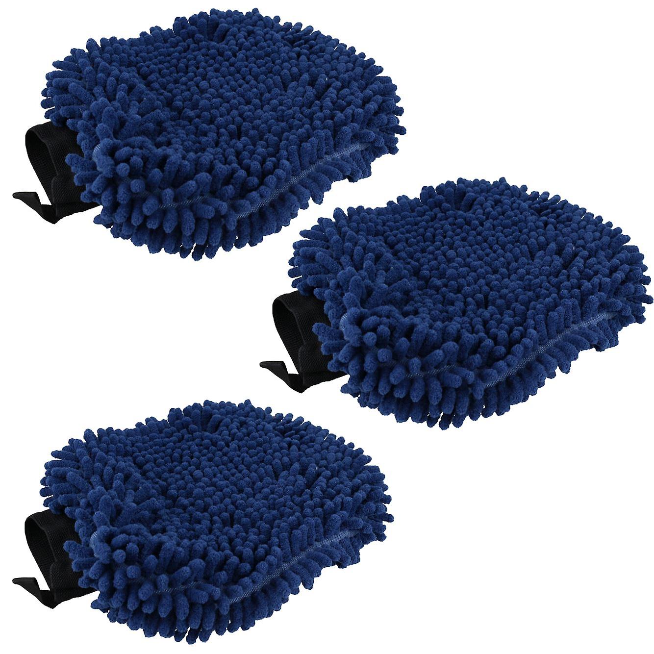 3PK Blue 2 in 1 Noodle Drying Grooming Mitt One Size Fits All Muddy Wet Dog