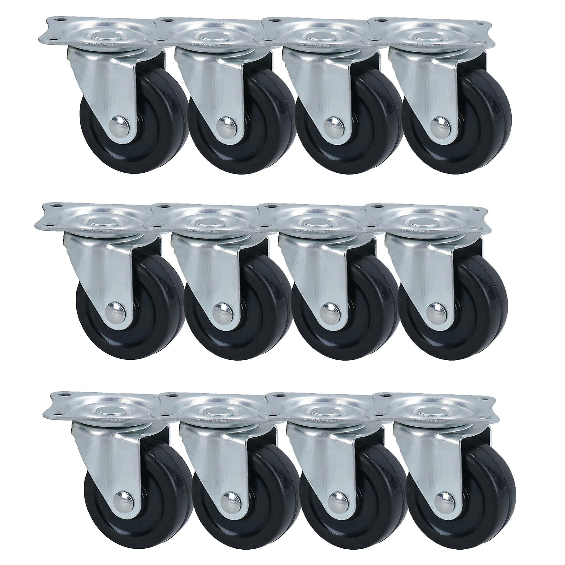 2” (50mm) Heavy Duty Swivel Castor Wheels Trolley Furniture Rubber Wheel 12pc