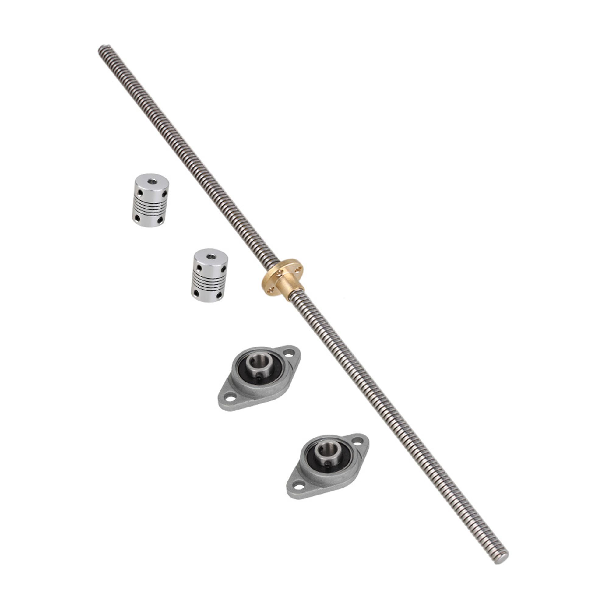 Vertical 350mm 2mm Lead Screw & Pillow Block Bearing Flexible Coupling Mount