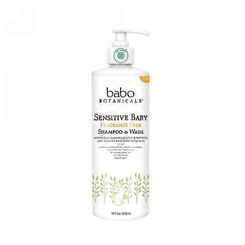 Babo Botanicals Sensitive Baby Shampoo & Wash, Fragrance Free, 16 Oz (Pack of 6)