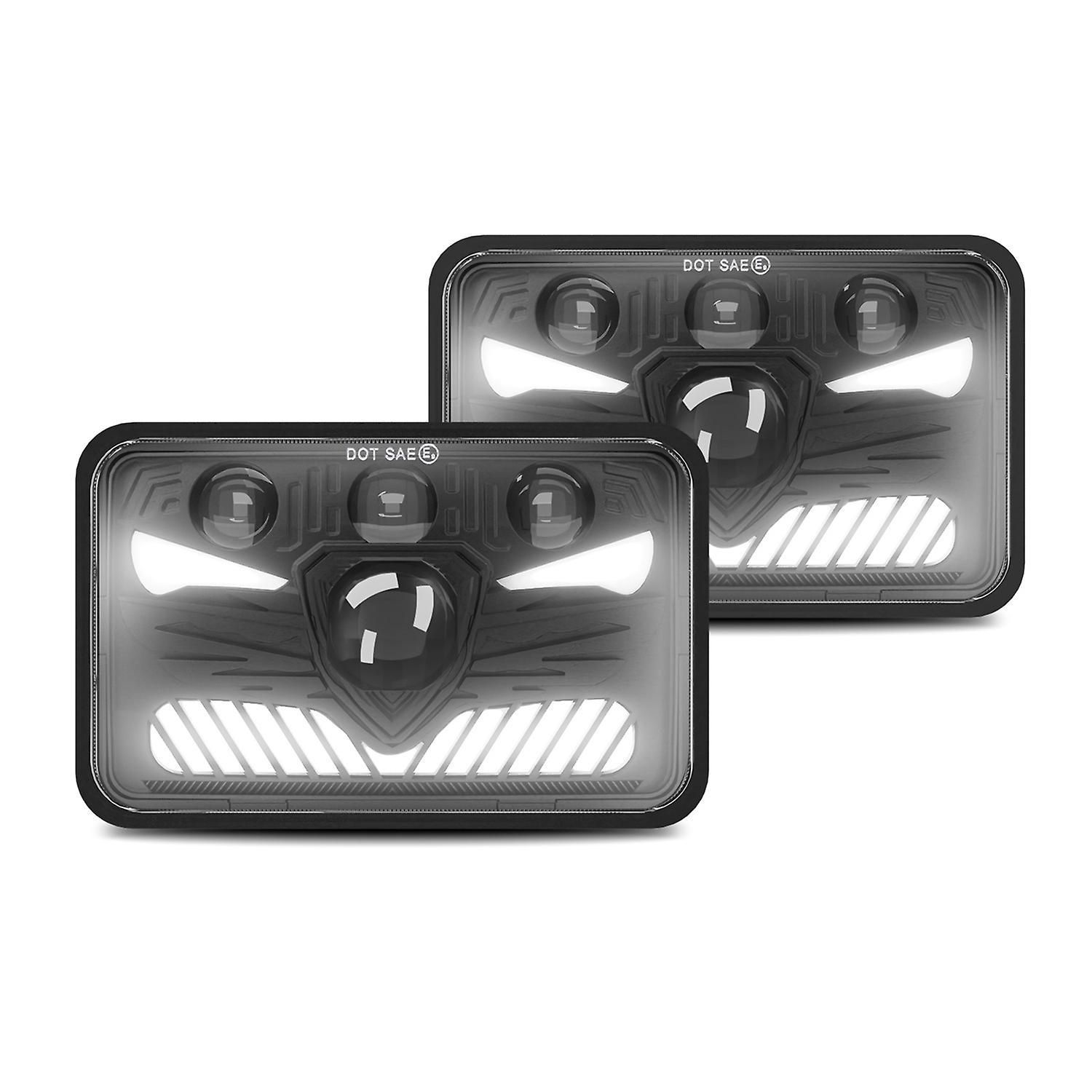 4x6 LED Headlights 5inch Square LED Headlamp 1Pair with Daytime Running Lights Turn Signal Light Hig