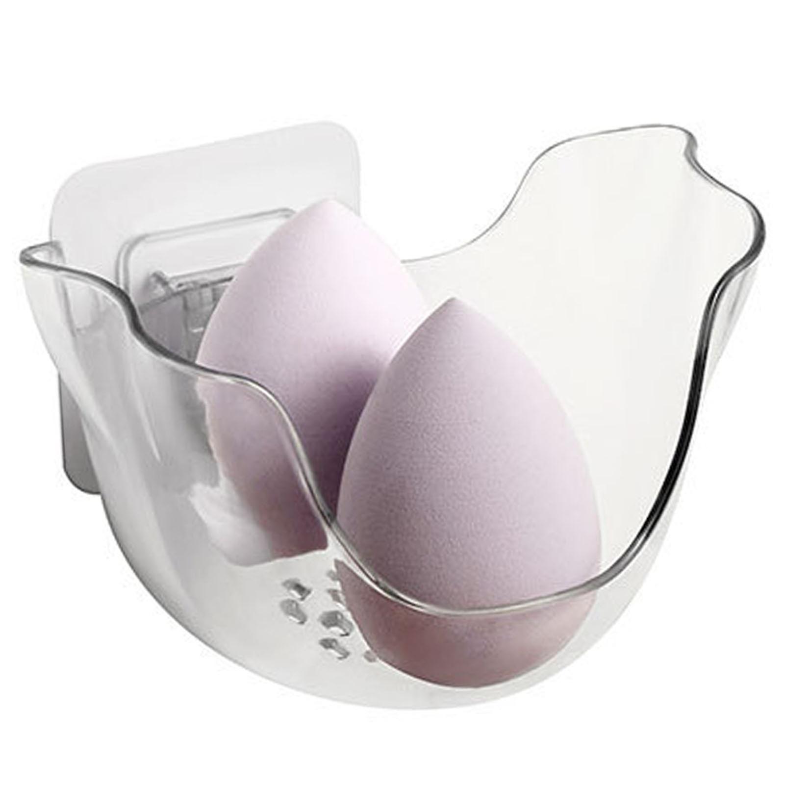 Powder Puff Storage Rack Transparent Plastic Makeup Sponge Holder Cosmetic Drying Container Stand 