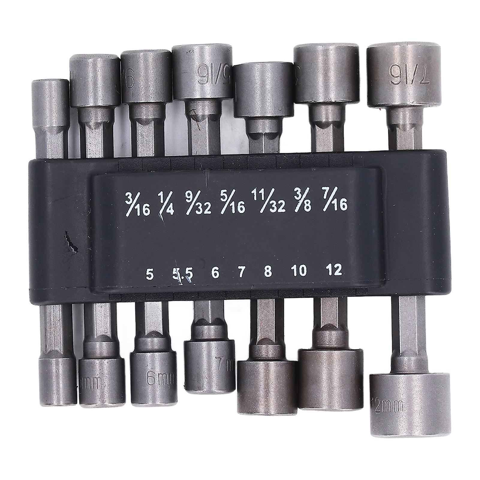 14Pcs/Set Power Nut Driver Drill Set Tool Steel 40CR Hex Shank Socket Adapter for DIY 1/4in