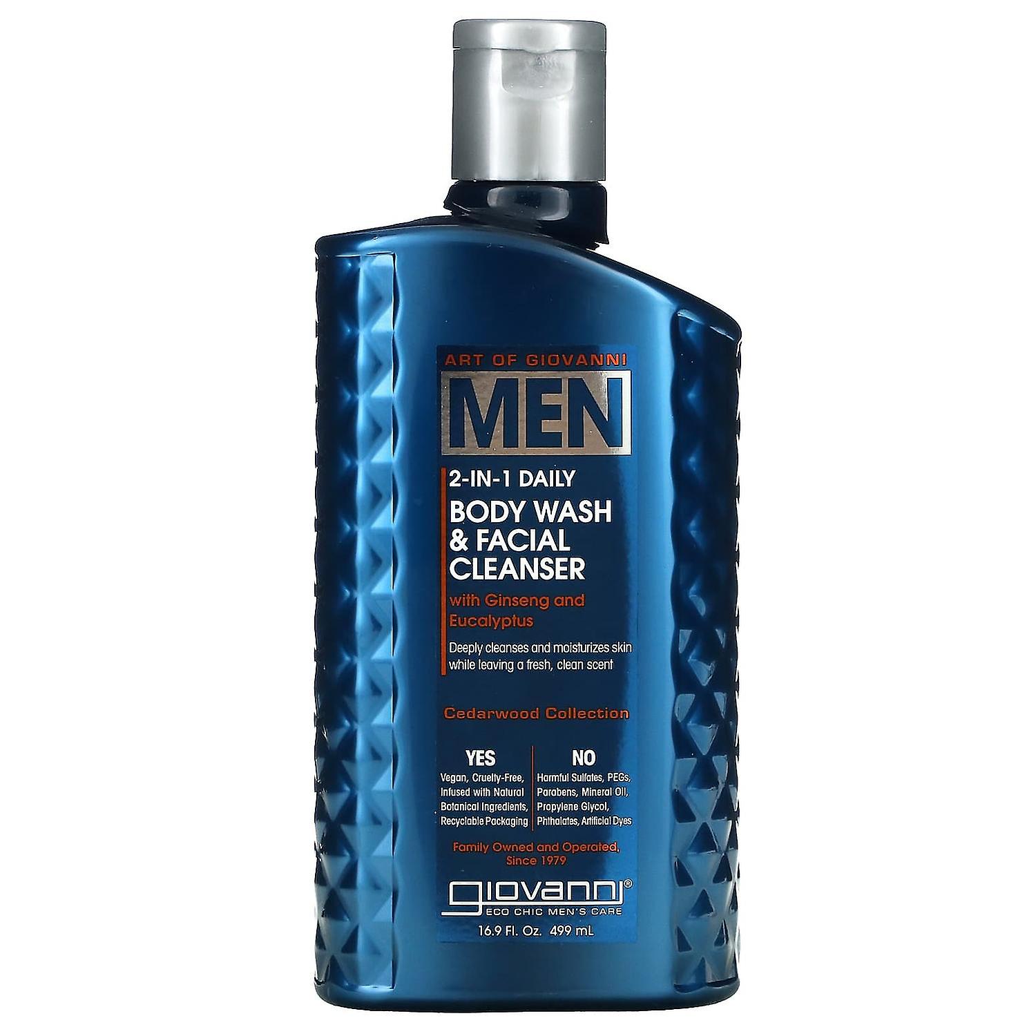 Giovanni, Art Of Giovanni, Men 2-In-1 Daily Body Wash & Facial Cleanser with Ginseng and Eucalyptus,