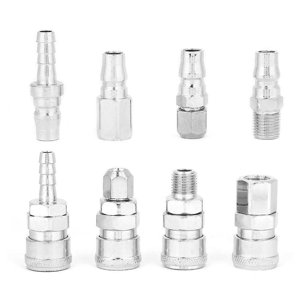 8Pcs 3/8” Pneumatic Quick Fittings Release Plug Socket Connector Set for Air Compressor Hose