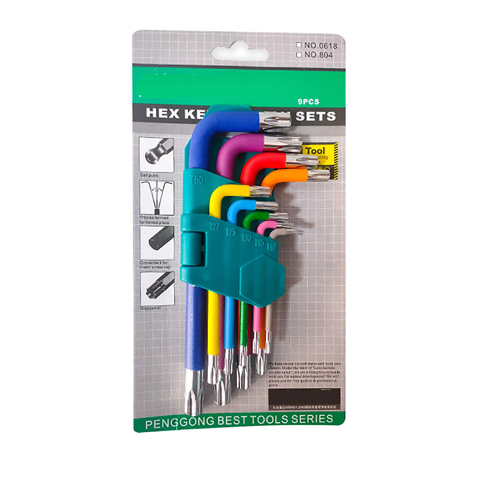9Pcs Star Wrench Set CR V Anti Slip Multi Color Multifunctional Star Key Kit for Small Appliances