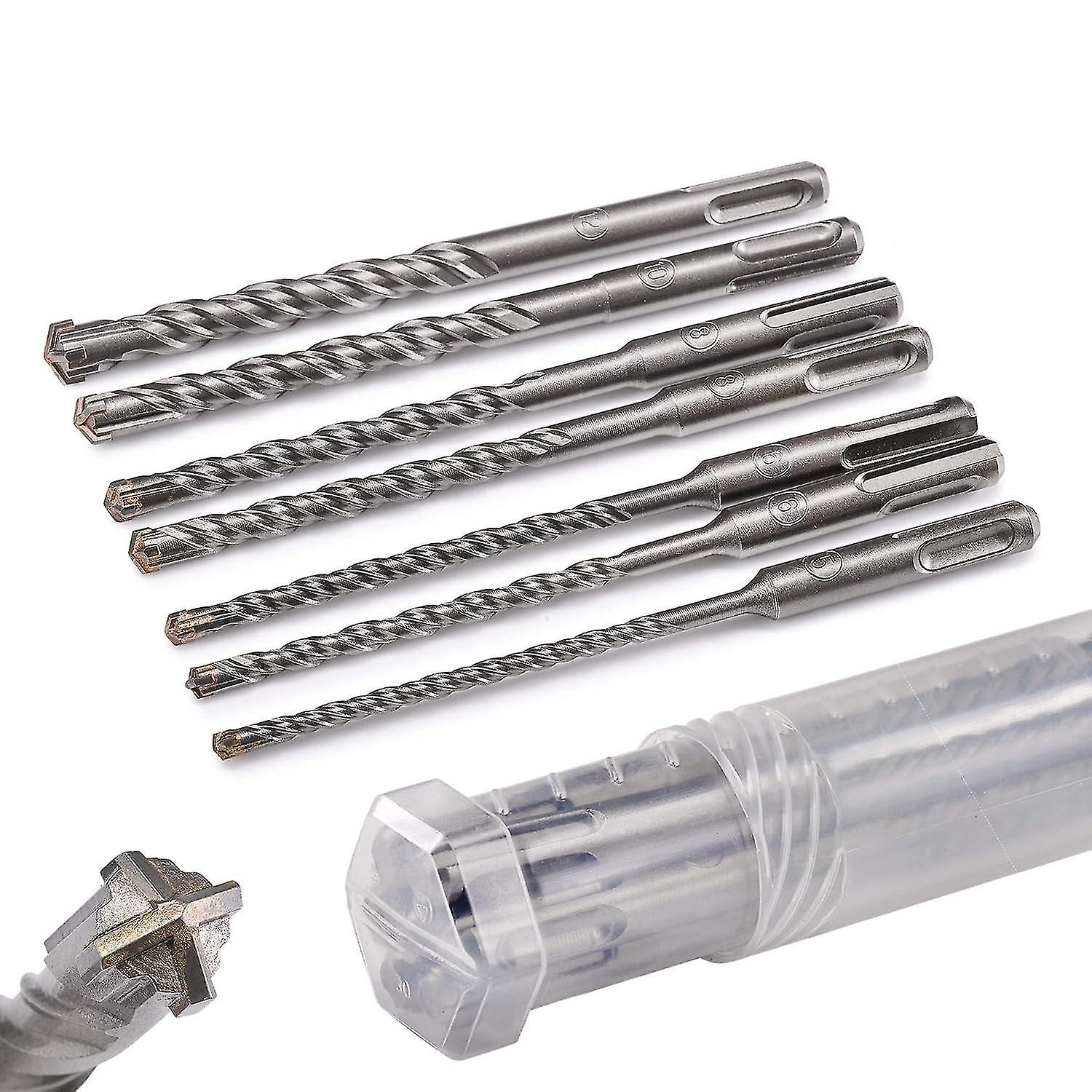 SDS Plus drill set | concrete hammer drill bits with 4 cutting edges in sizes 5,6,6,8,8,10,12 x 160