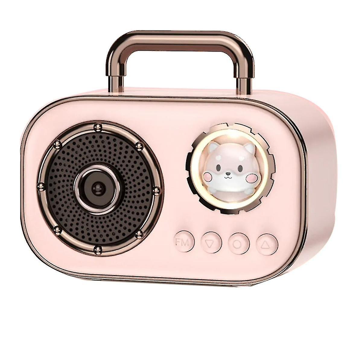 Retro Bluetooth Speaker Subwoofer Mini High Quality Desktop Speaker Home Portable Speaker - Pink
