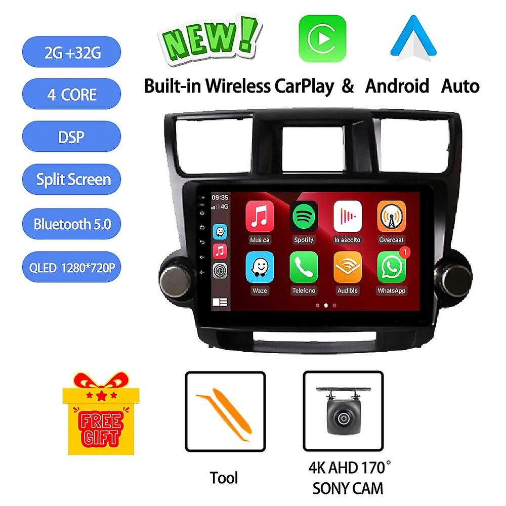 Android 13 For Toyota Highlander 2 Xu40 2007 - 2013 Car Radio Stereo Multimedia Video Player Gps Wireless Carplay Head Unit Wifi
