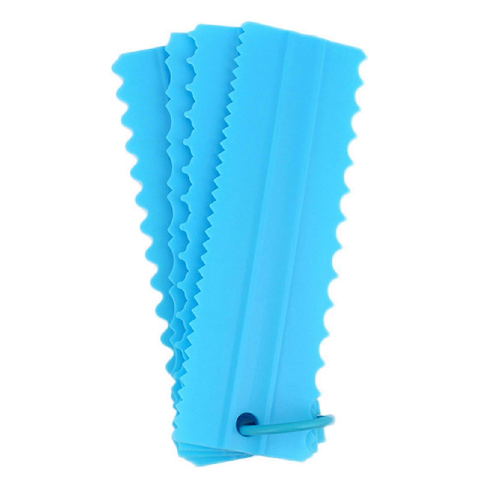 4Pcs Cake Scraper Set Plastic Cake Lace Cream Icing Smoother Cake Comb Tool for Baking DIY Tools Blue