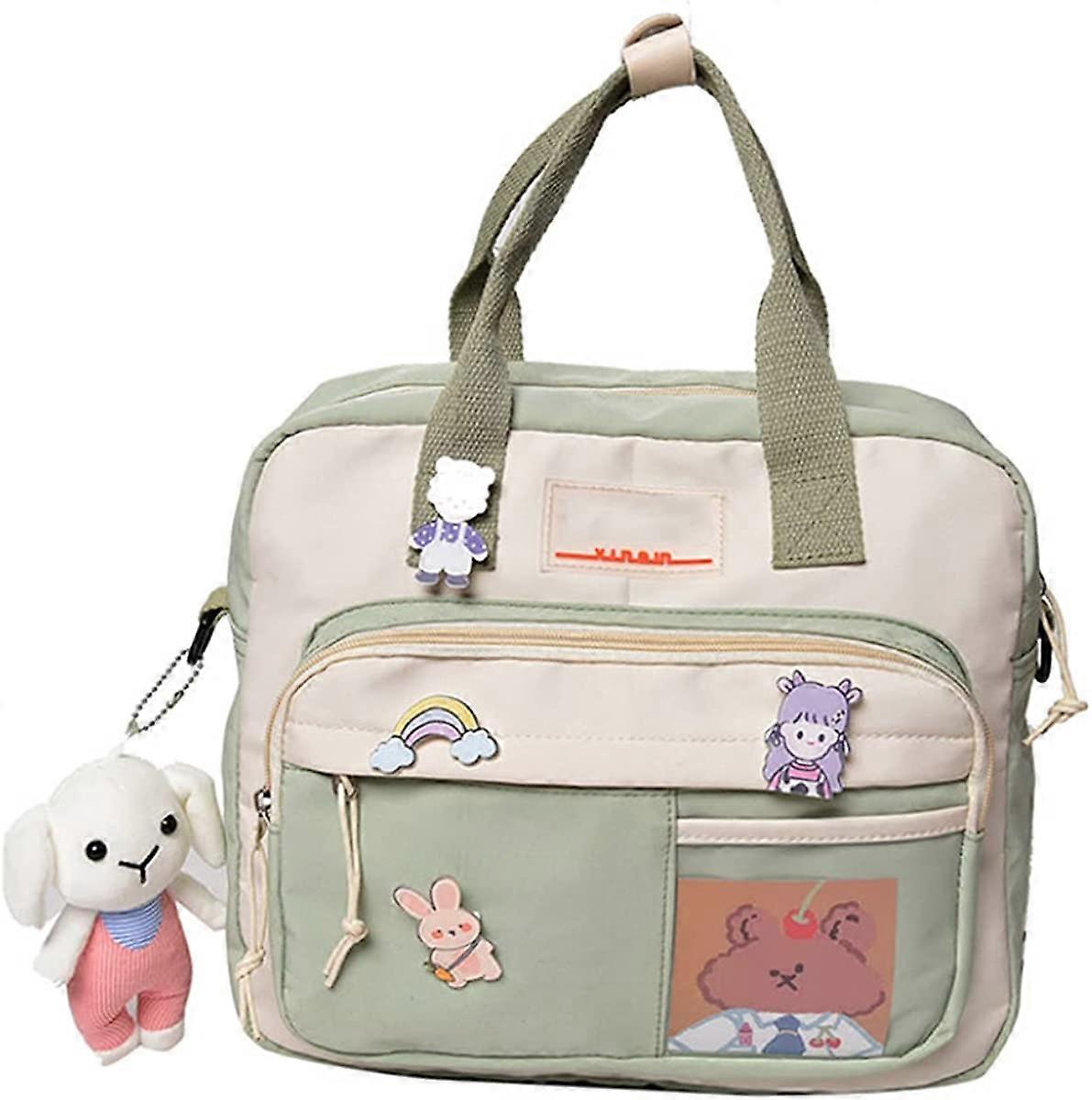 حقيبة ظهر Kawaii مع دبوس Kawaii وملحقاتها حقيبة ظهر للفتاة حقيبة حمل لطيفة حقيبة حمل كمبيوتر محمول حقيبة مدرسية للطلاب على ظهر