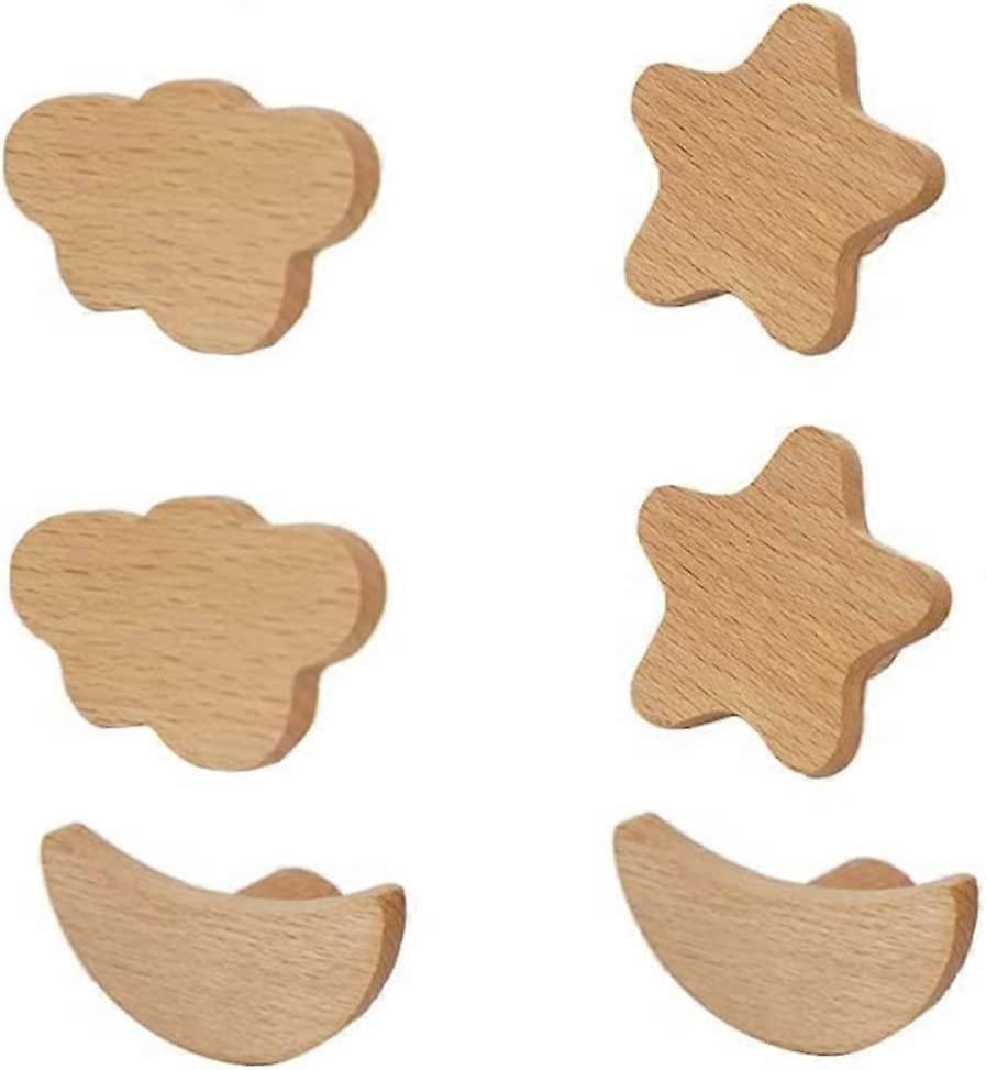 Kids Door Knobs Star Moon Clouds Shape Cupboard Knobs Creative Wardrobe Handle Home Decoration 6 Pcs Door Handles