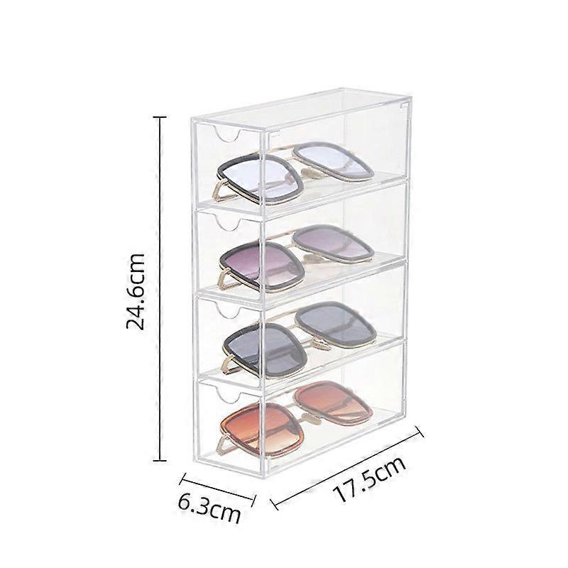 Plastic storage box, glass frame, transparent, 4 layers