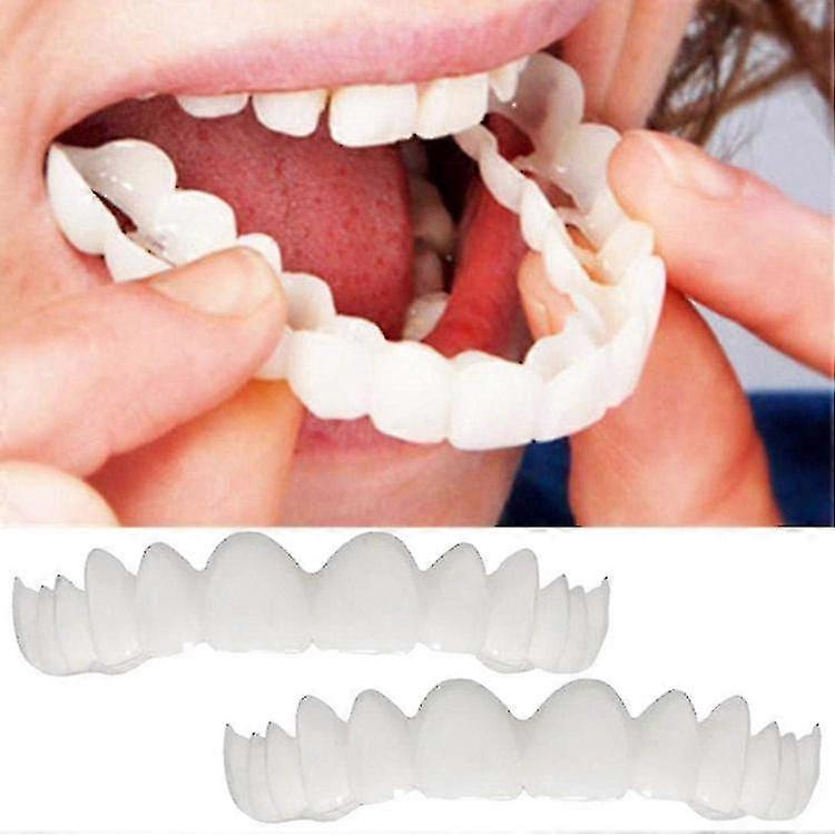 2 pièces supérieures et inférieures Prothèses premium Instant Smile Comfort Fit Elastic Cosmetic Teeth Denture Top