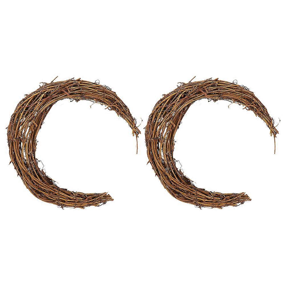 2 stücke Mond Form Rattan Kranz Handgemachte DIY Rattans DIY Weihnachten Rattan Kranz